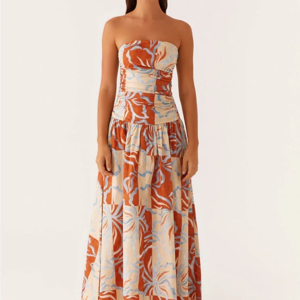 Peppermayo caramel maxi dress - orange blue floral US4 NEVER WORN FULLY SOLD OUT